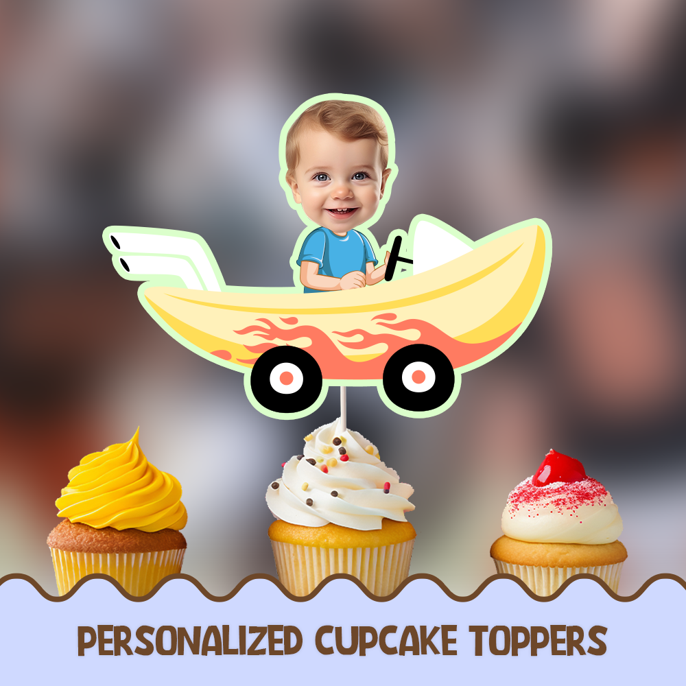Banana car Personalized Cupcake/Cake Toppers