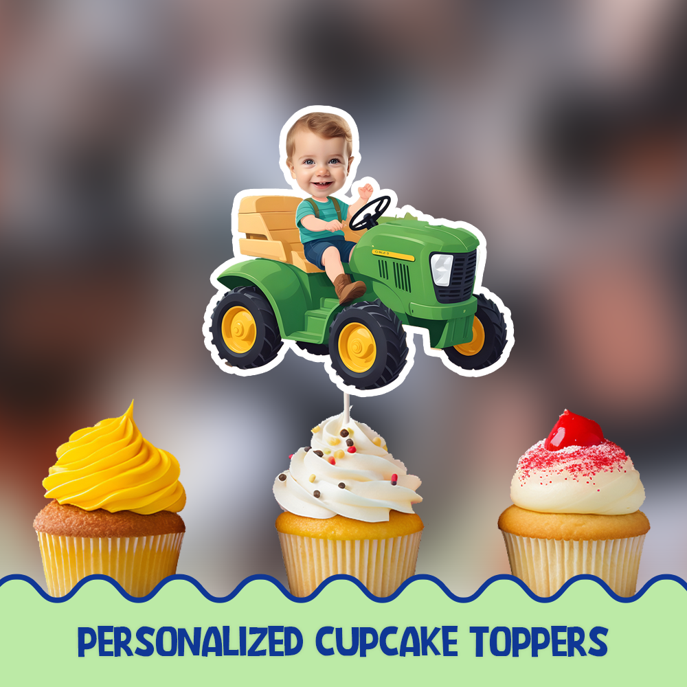 Tractor Farmer Personalized Cupcake/Cake Toppers