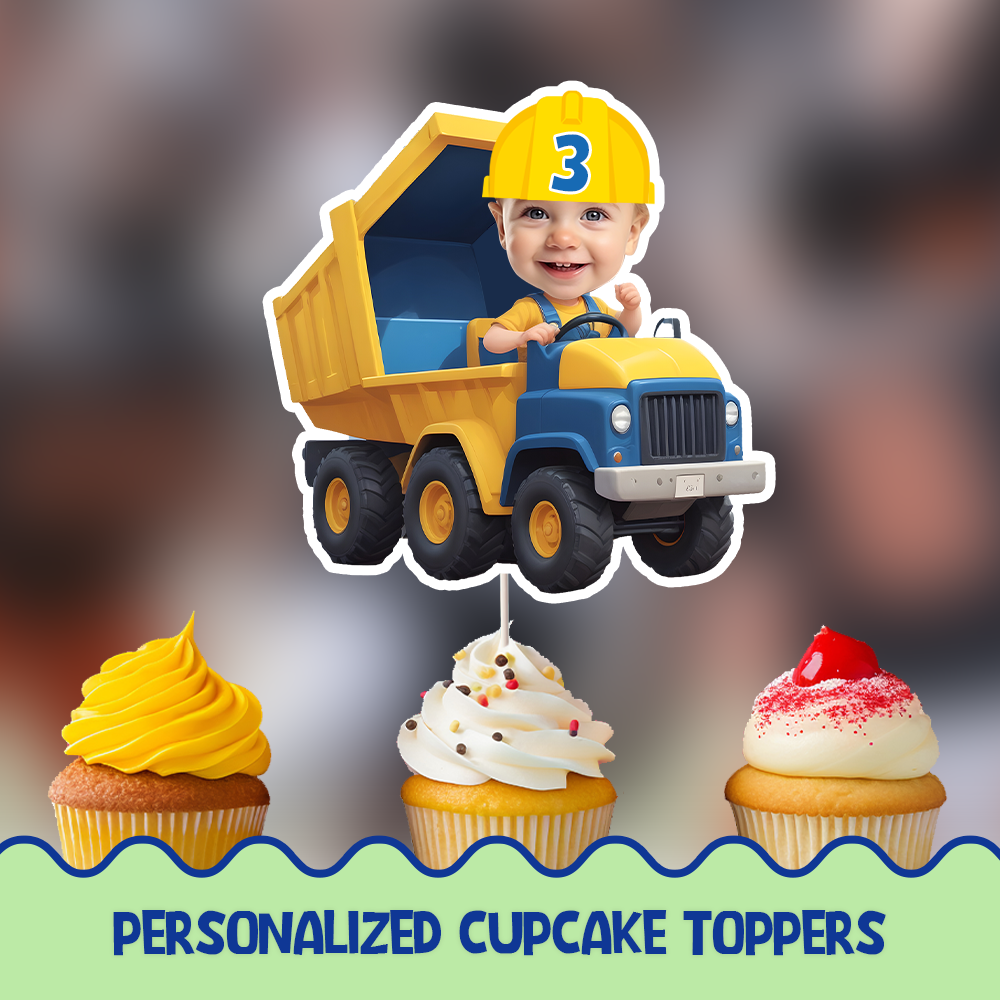 Dump truck Personalized Cupcake/Cake Toppers