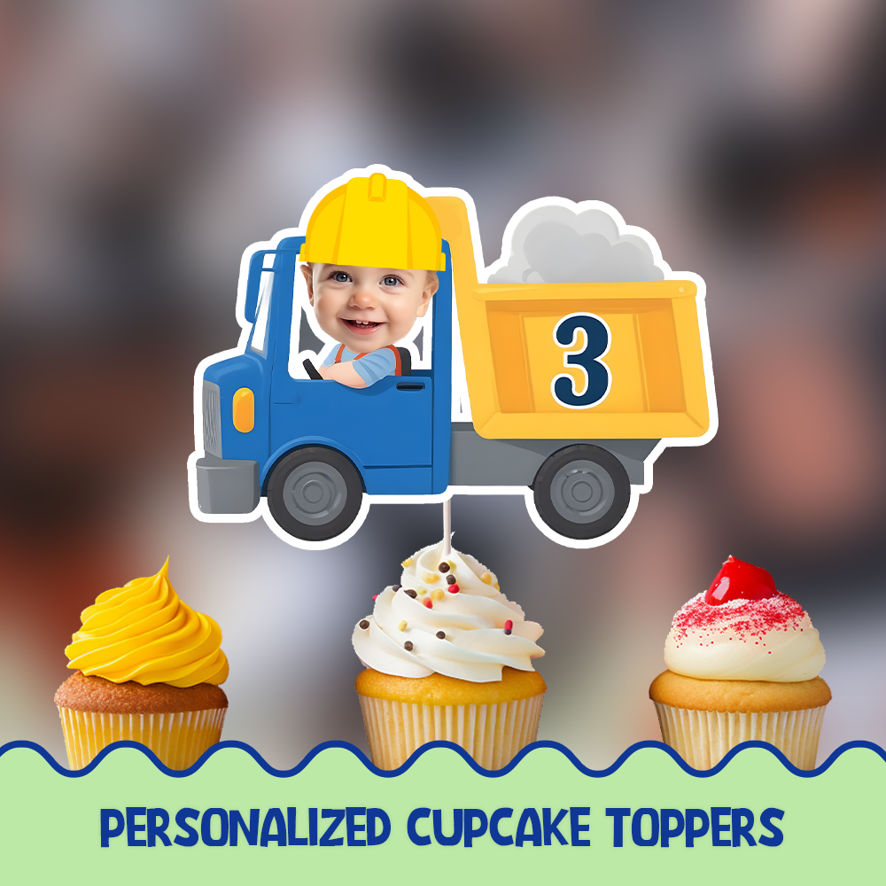 Dump truck Personalized Cupcake/Cake Toppers