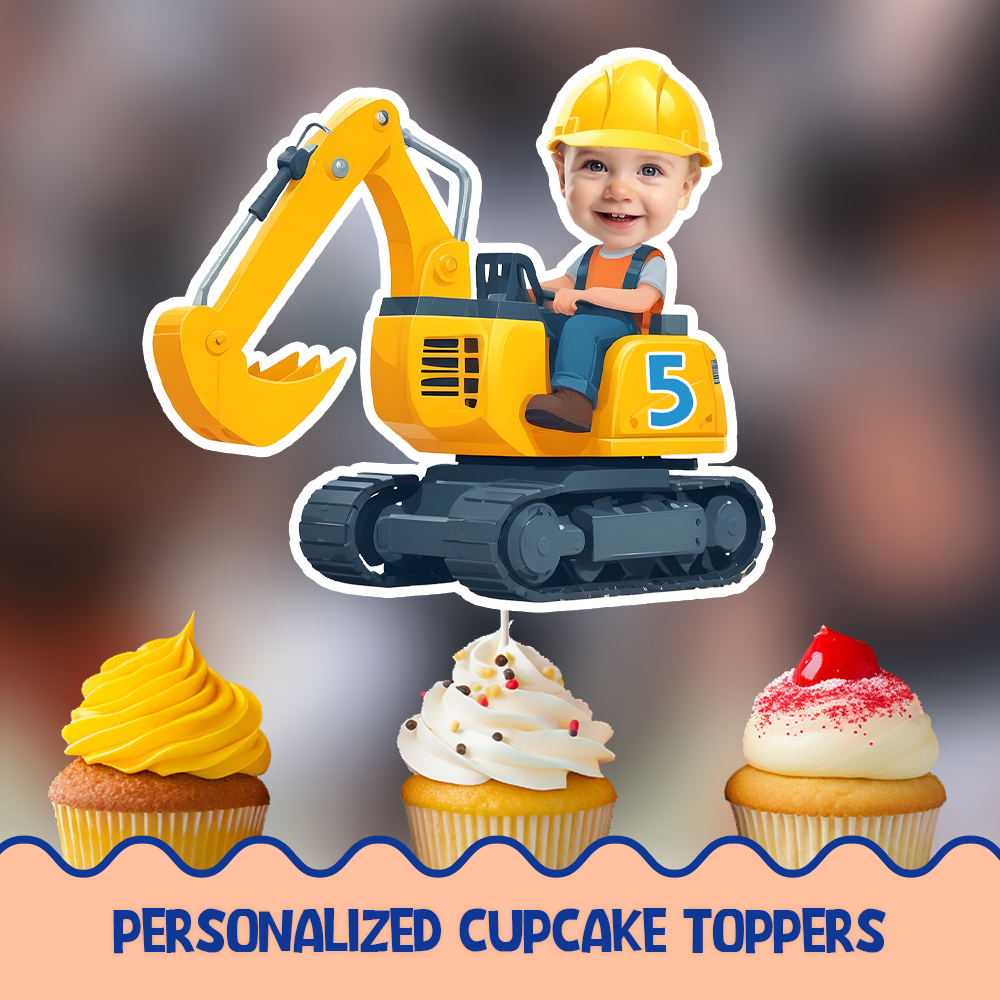 Excavator Personalized Cupcake/Cake Toppers