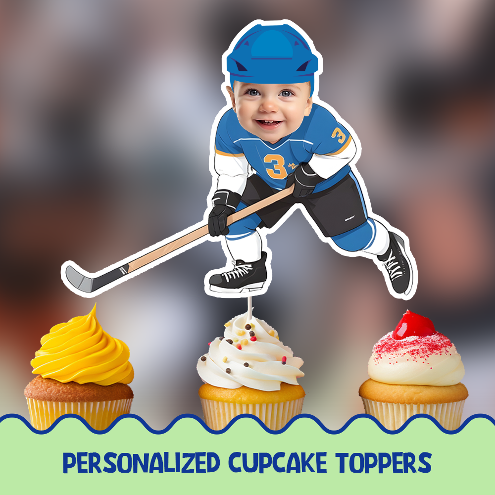 Ice hockey player Personalized Cupcake/Cake Toppers