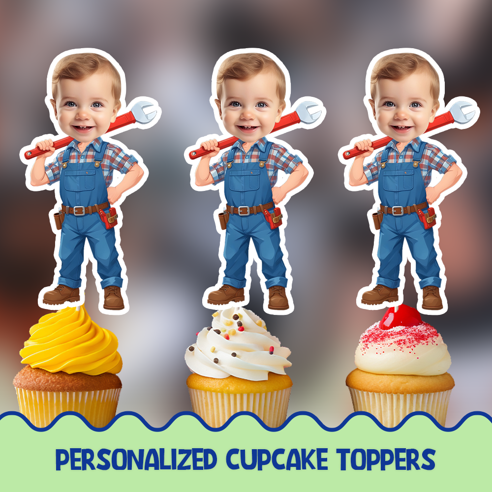 Plumber Personalized Cupcake/Cake Toppers
