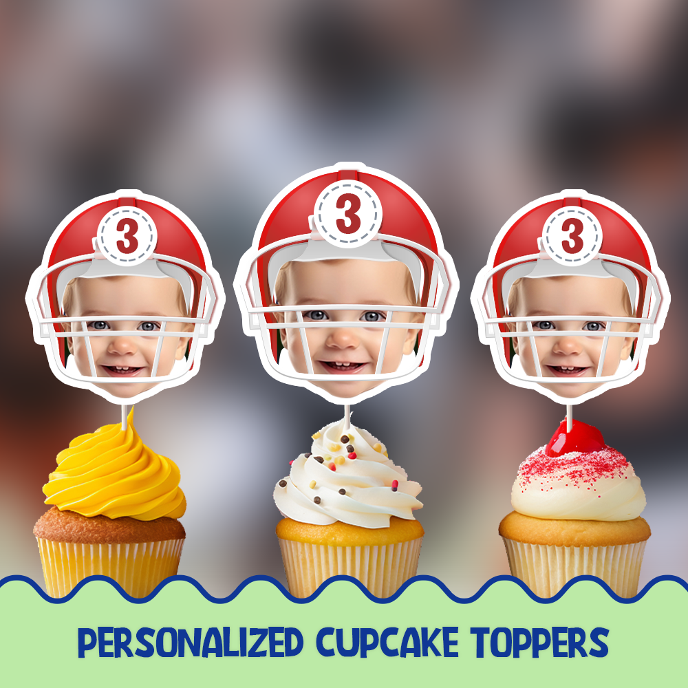 American Football helmet Personalized Cupcake/Cake Toppers