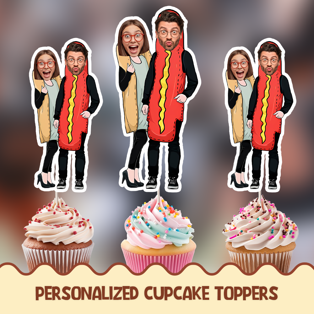 Hotdog couple Personalized Cupcake/Cake Toppers