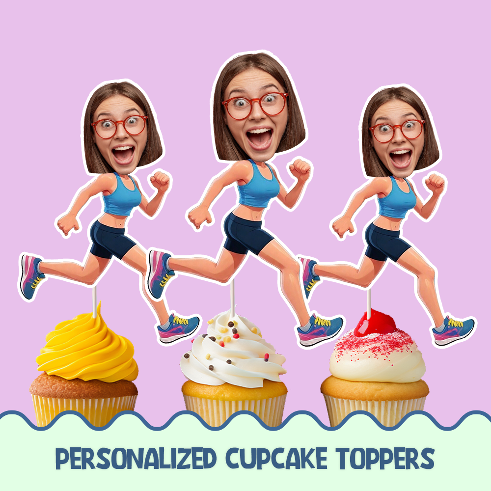 Runner girl Personalized Cupcake/Cake Toppers