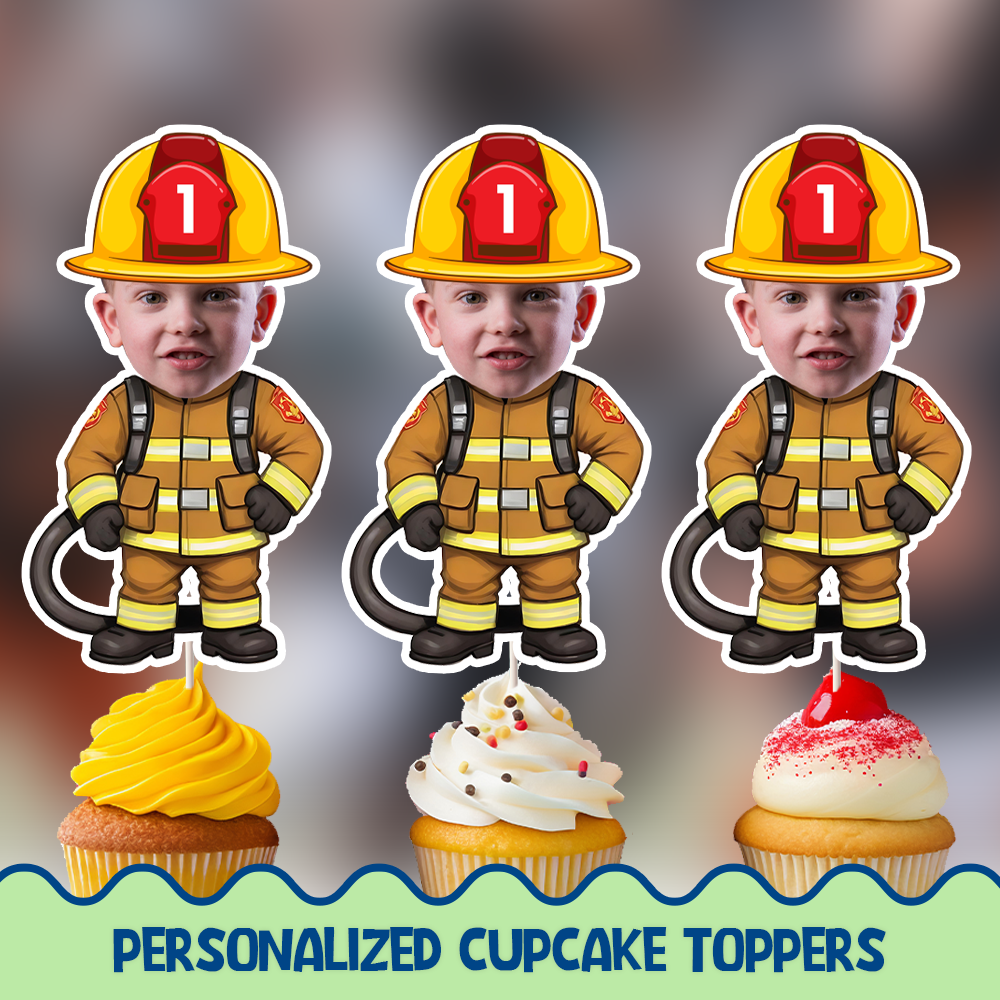 Firefighter Personalized Cupcake/Cake Toppers