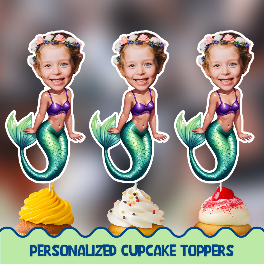 Mermaid Personalized Cupcake/Cake Toppers
