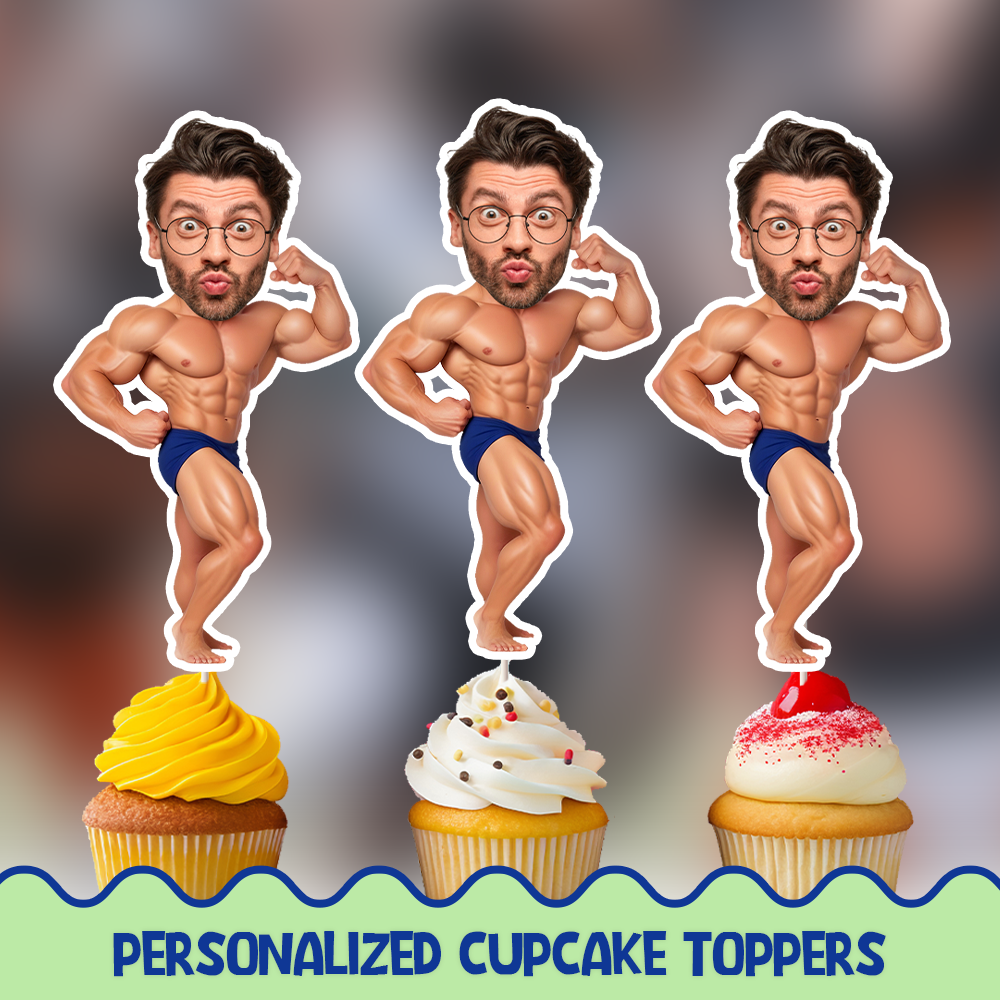 Body Builder Personalized Cupcake/Cake Toppers