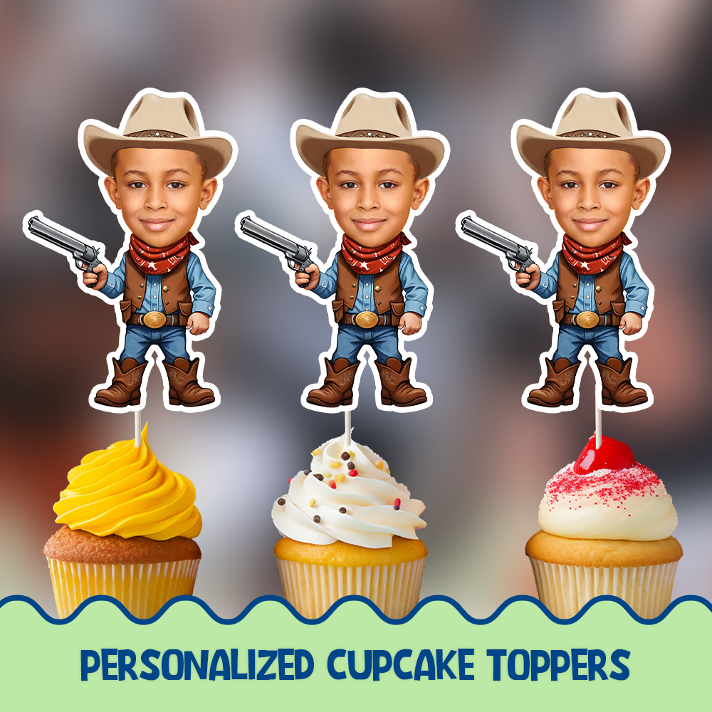 Cowboy Personalized Cupcake/Cake Toppers