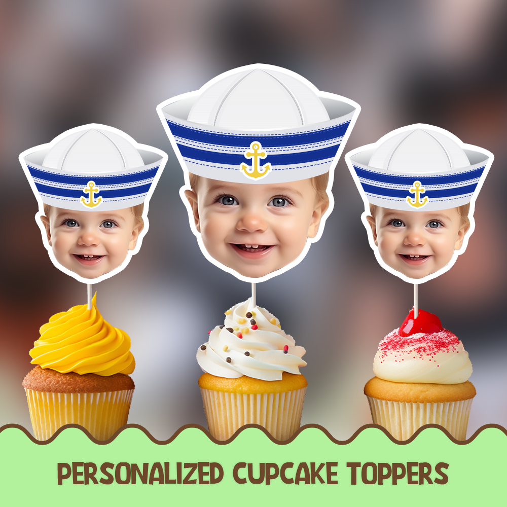 Sailor hat Personalized Cupcake/Cake Toppers
