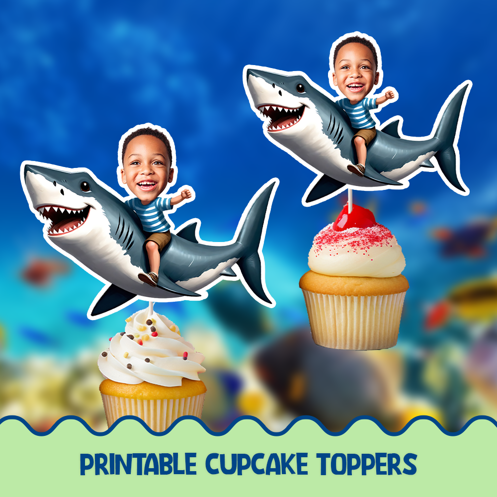 Shark Personalized Cupcake/Cake Toppers