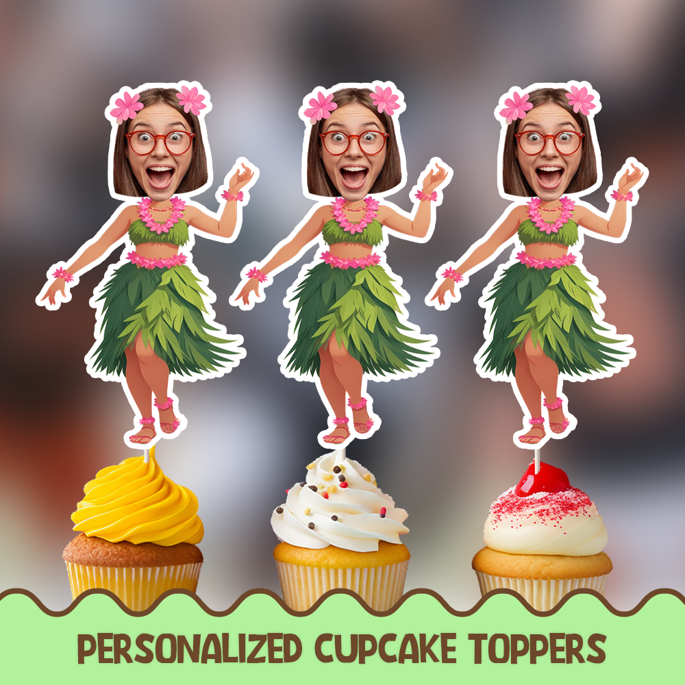 Hawaiian hula dancer Personalized Cupcake/Cake Toppers