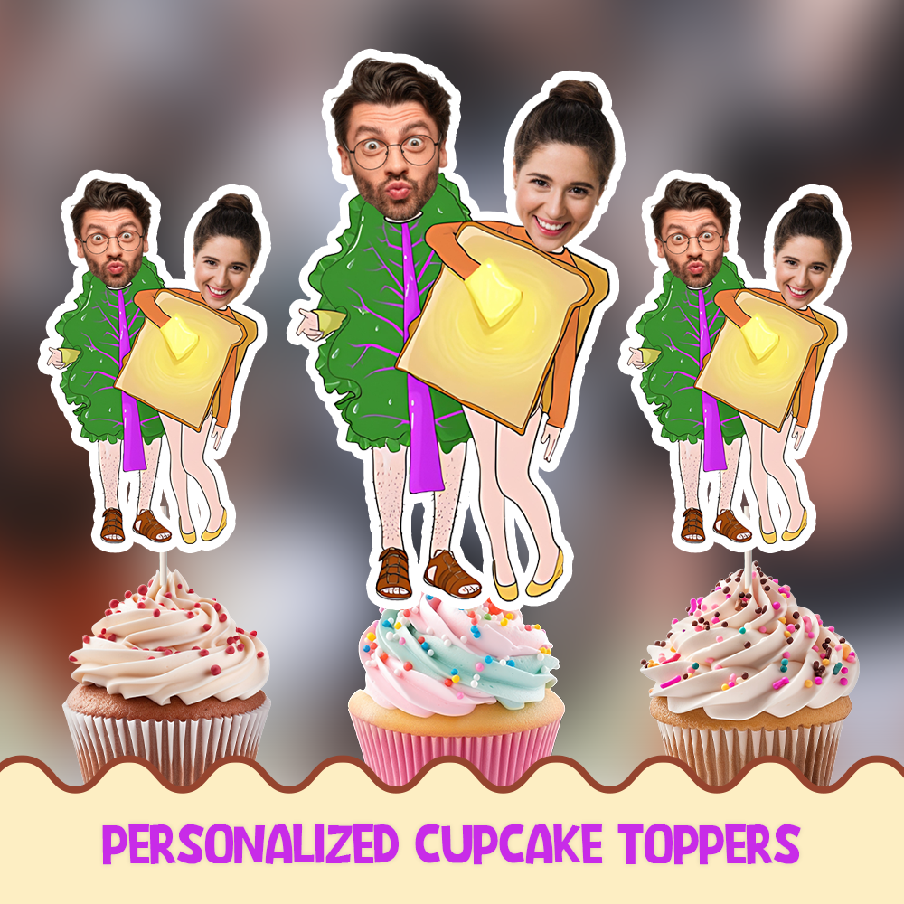 Funny Sandwich couple Personalized Cupcake/Cake Toppers