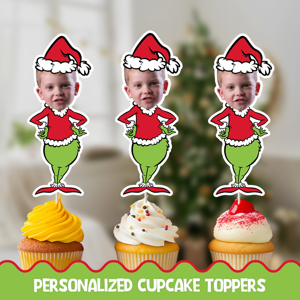 Grinch Personalized Cupcake/Cake Toppers