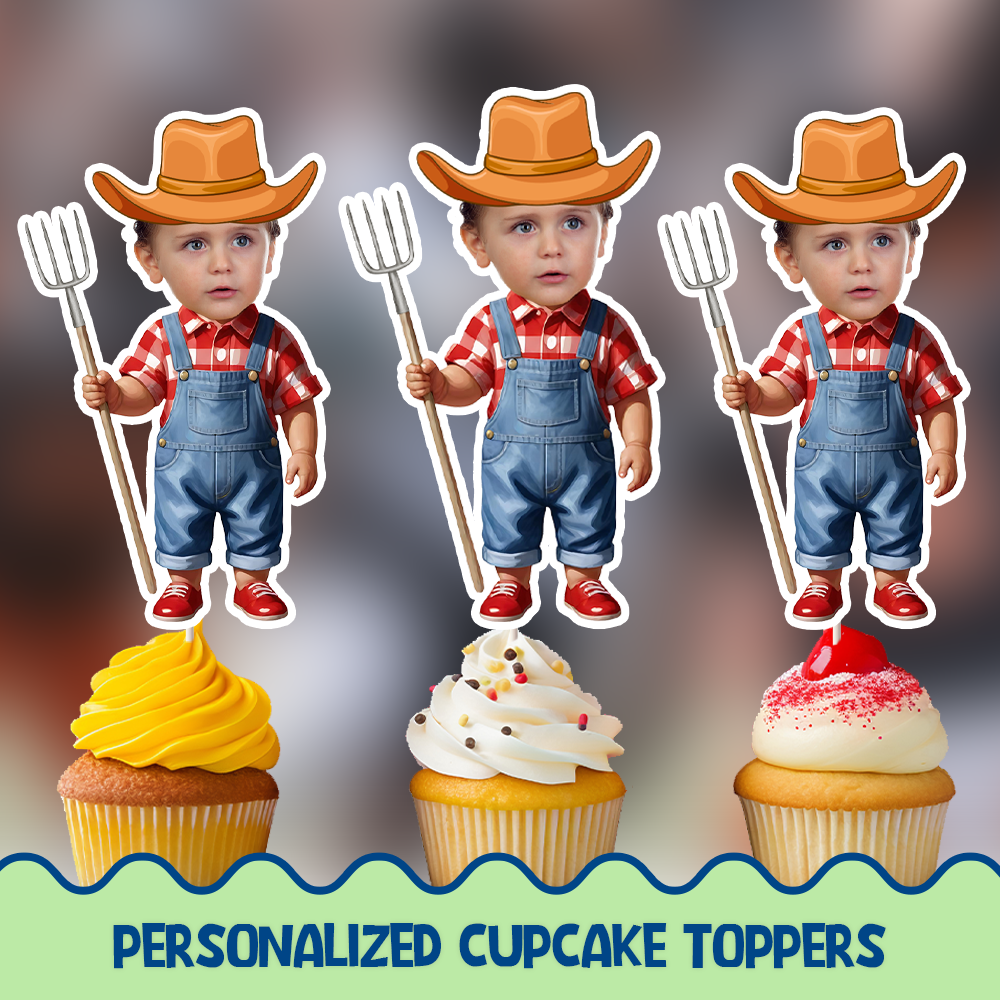 Farmer Personalized Cupcake/Cake Toppers