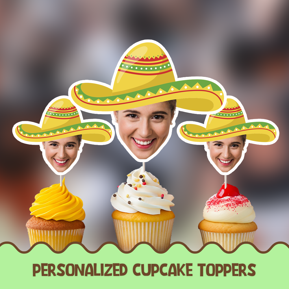 Sombrero Personalized Cupcake/Cake Toppers