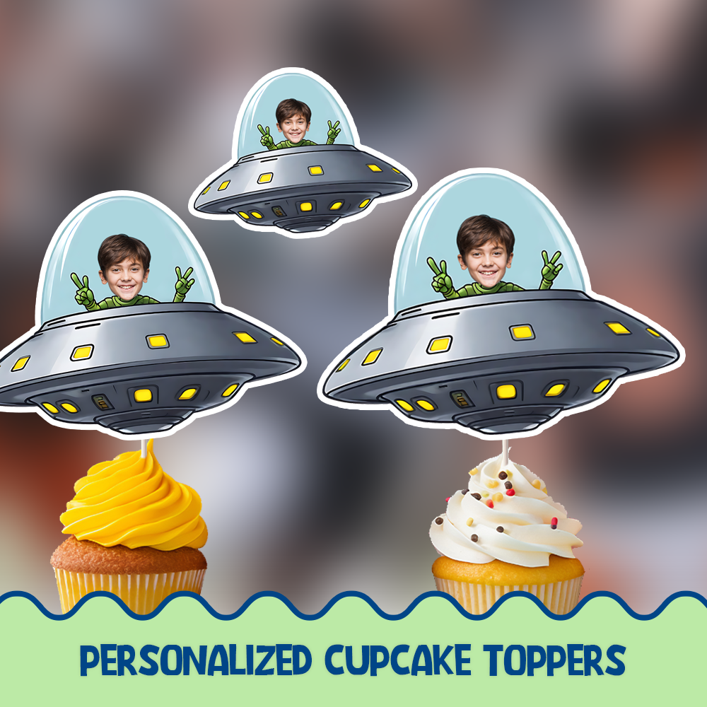 UFO Alien Personalized Cupcake/Cake Toppers