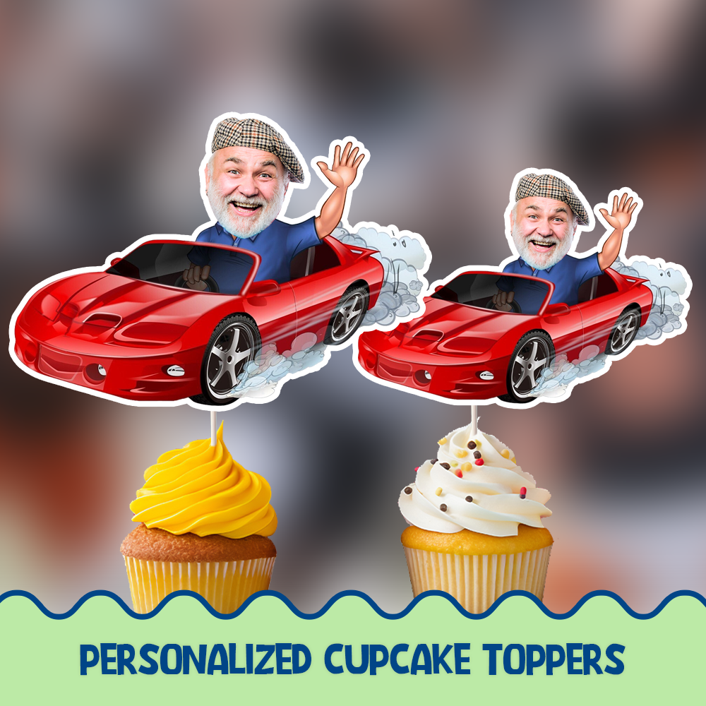 Grandpa on car Personalized Cupcake/Cake Toppers