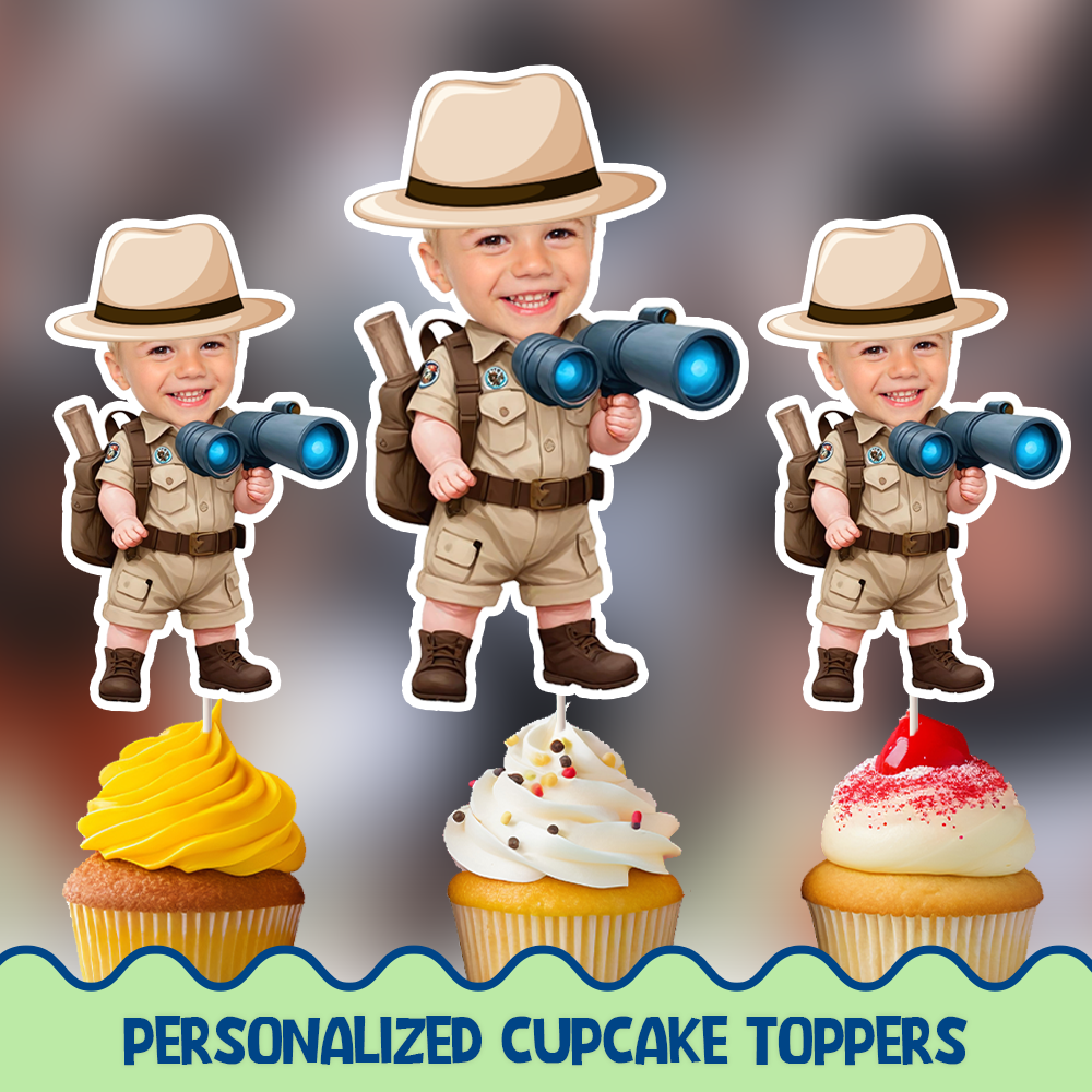Jungle Safari Personalized Cupcake/Cake Toppers