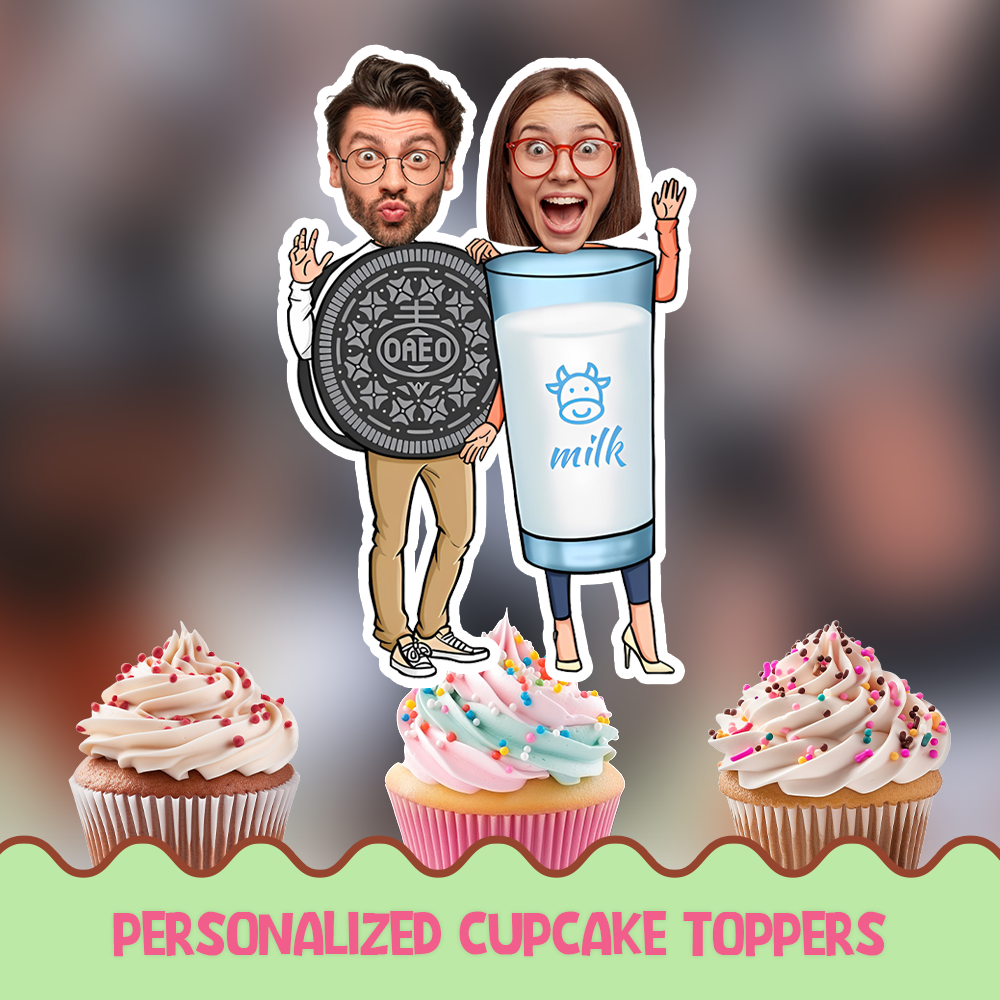 Orio milk couple Personalized Cupcake/Cake Toppers