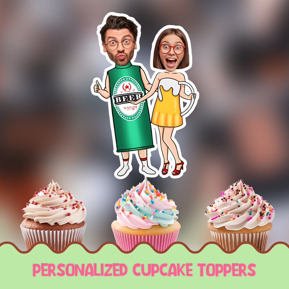 Beer Couple Personalized Cupcake/Cake Toppers