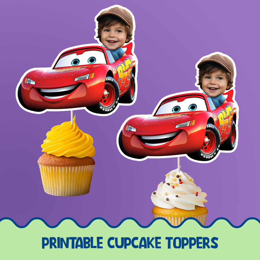 Lightning McQueen Cars Personalized Cupcake/Cake Toppers