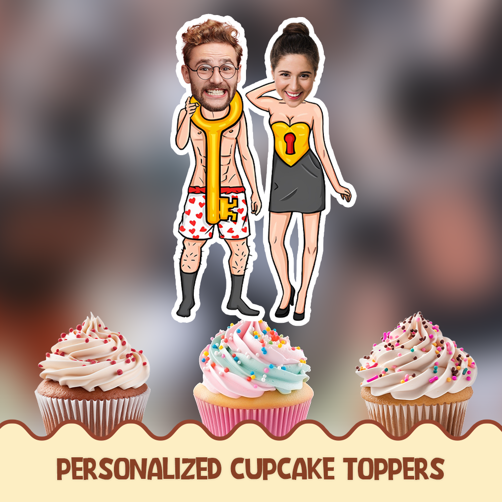 Key & lock couple Personalized Cupcake/Cake Toppers