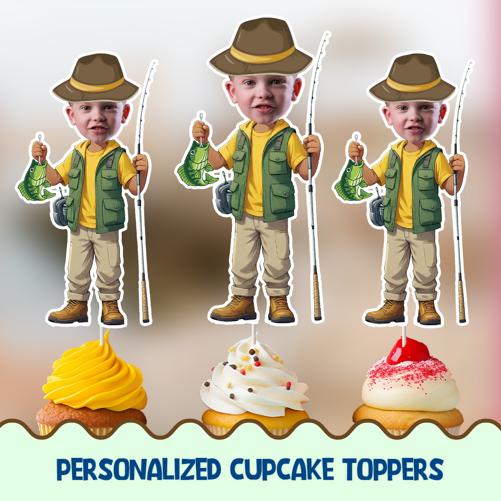 Fishing Personalized Cupcake/Cake Toppers
