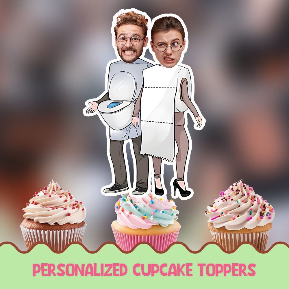 Toilet paper couple Personalized Cupcake/Cake Toppers