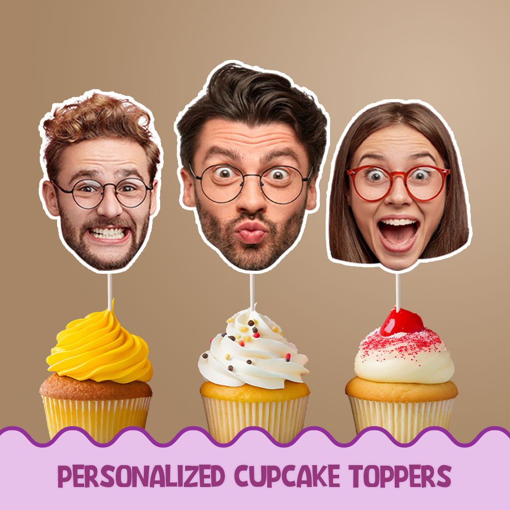 Face on stick Personalized Cupcake/Cake Toppers