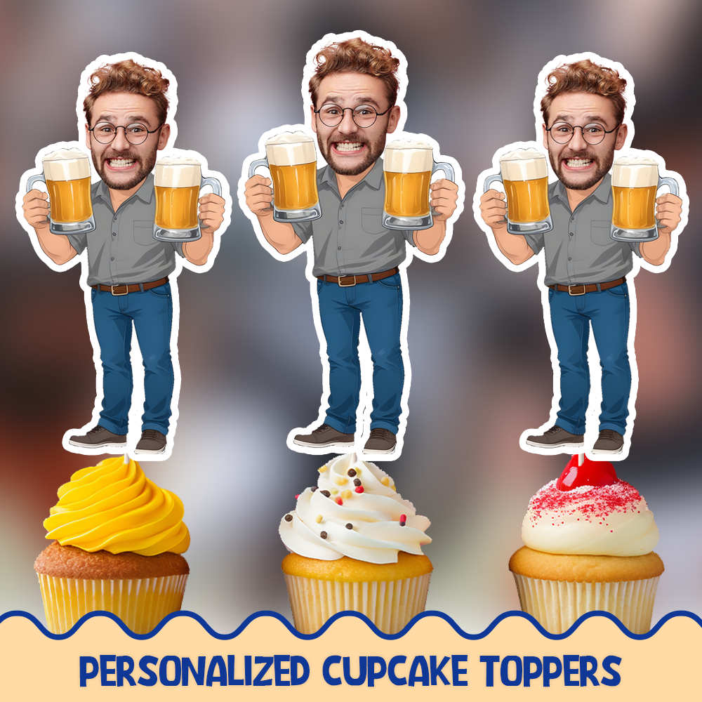Beer man Personalized Cupcake/Cake Toppers