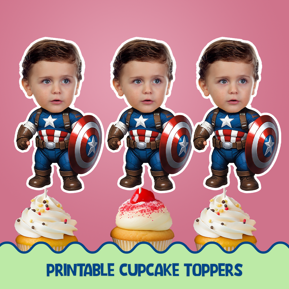 Captain America Personalized Cupcake/Cake Toppers