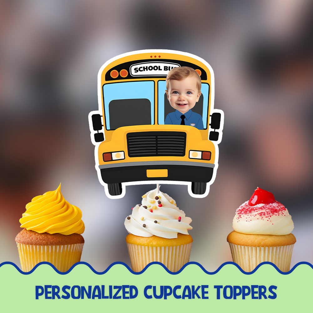 School bus Personalized Cupcake/Cake Toppers