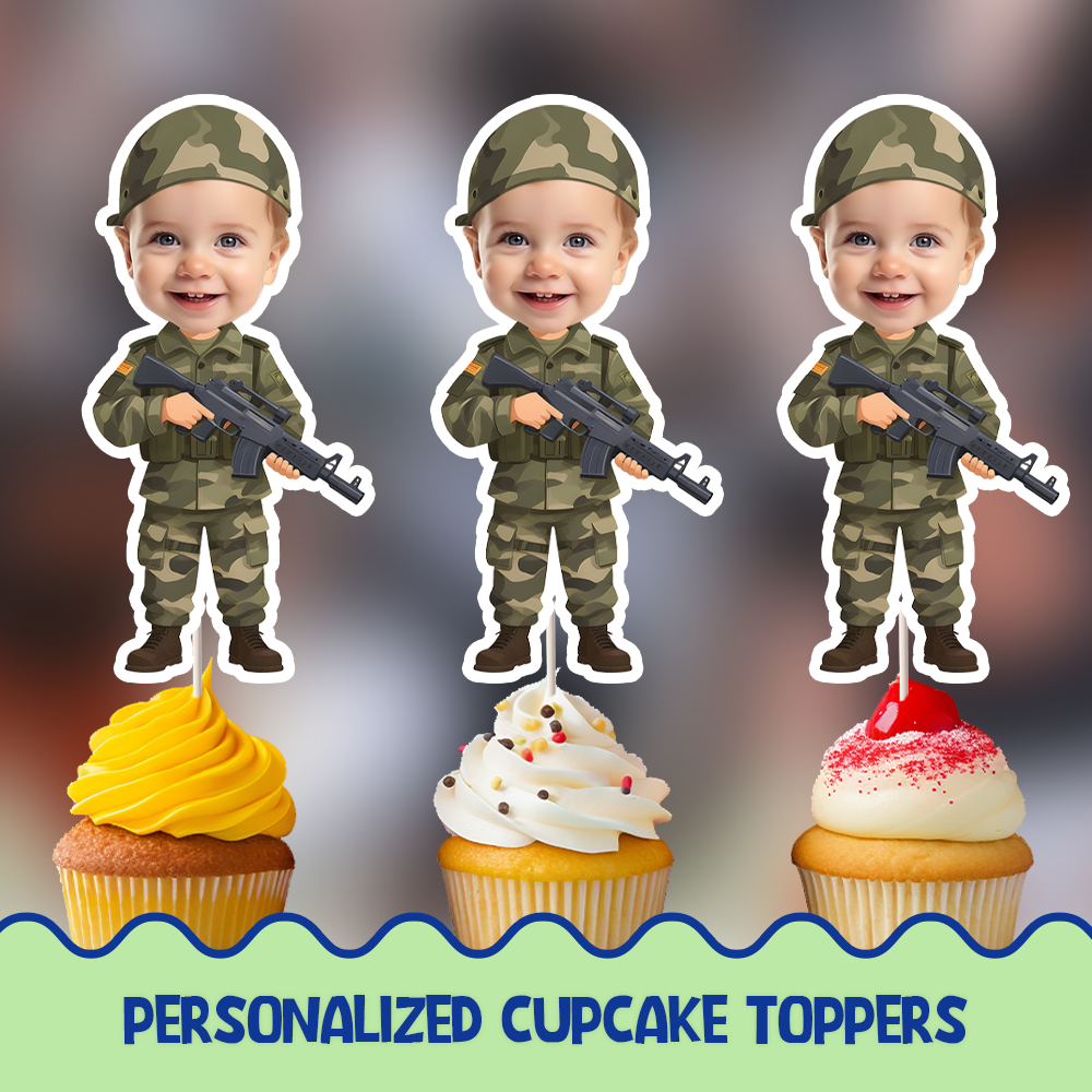 Soldier Personalized Cupcake/Cake Toppers