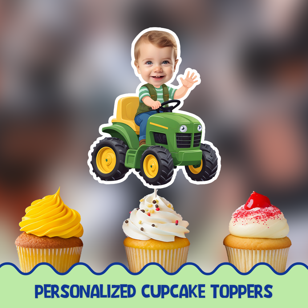 Tractor Personalized Cupcake/Cake Toppers
