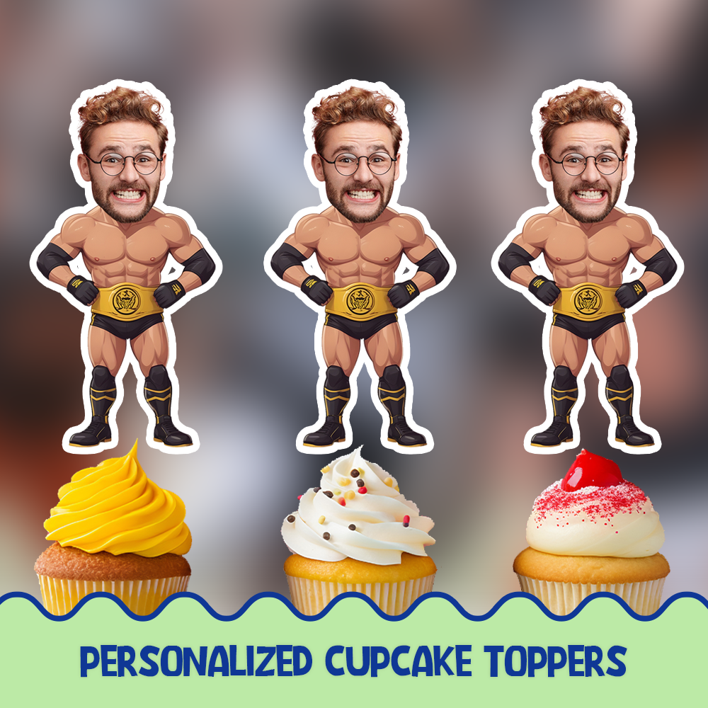 Wrestling Champion Personalized Cupcake/Cake Toppers