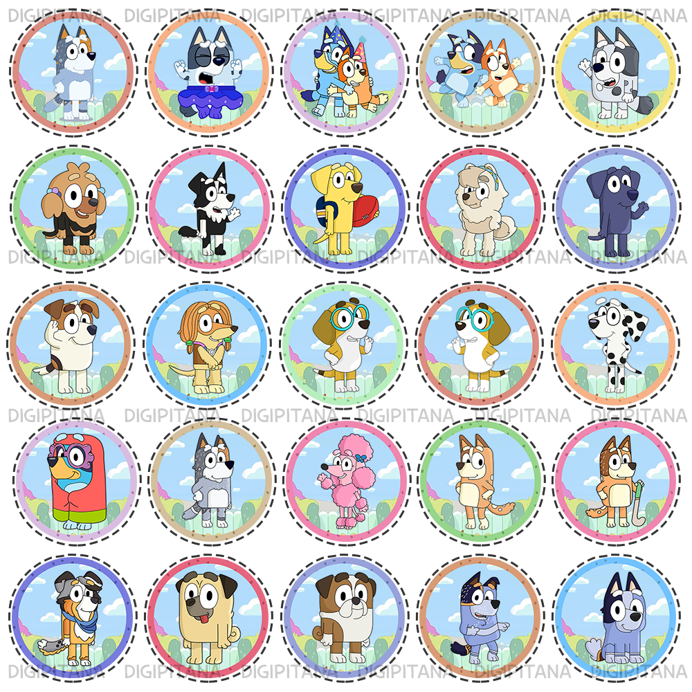 50 Bluey Cupcake toppers