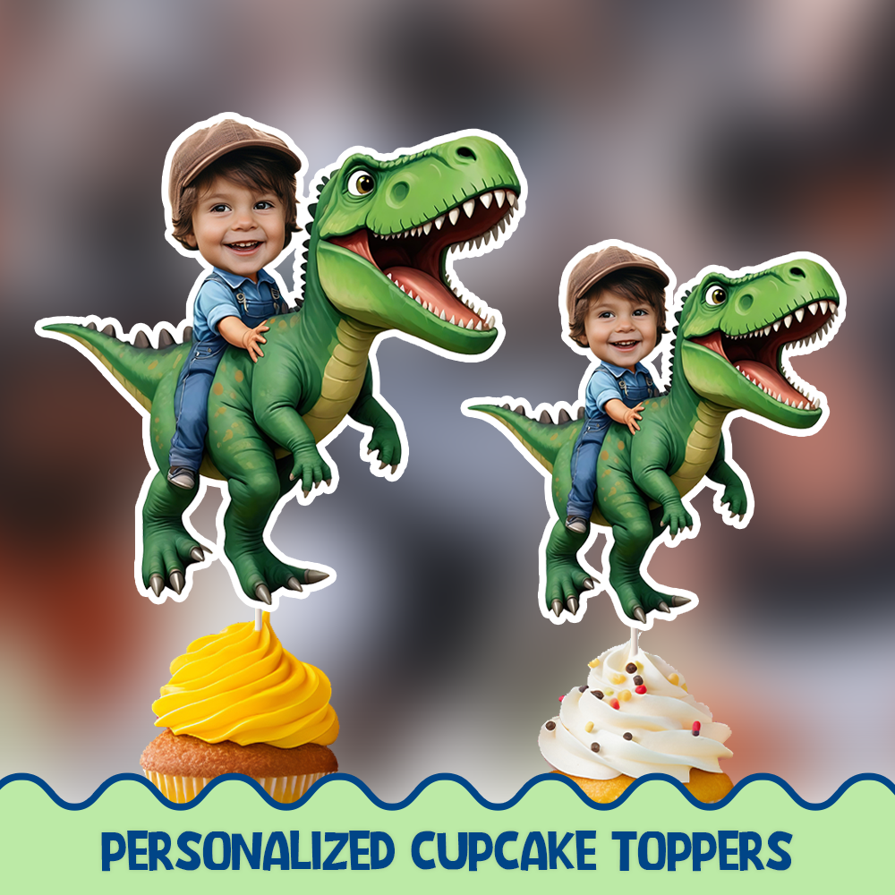 Dinosaur Personalized Cupcake/Cake Toppers - Trex